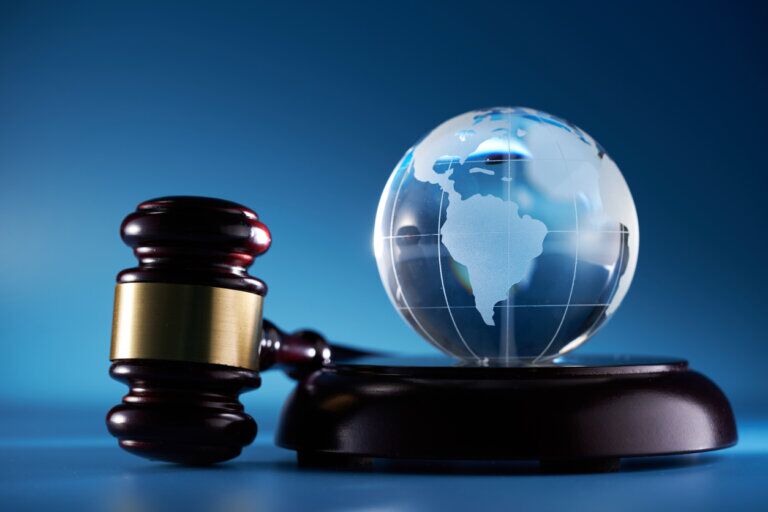 Gavel and globe representing international judgment enforcement