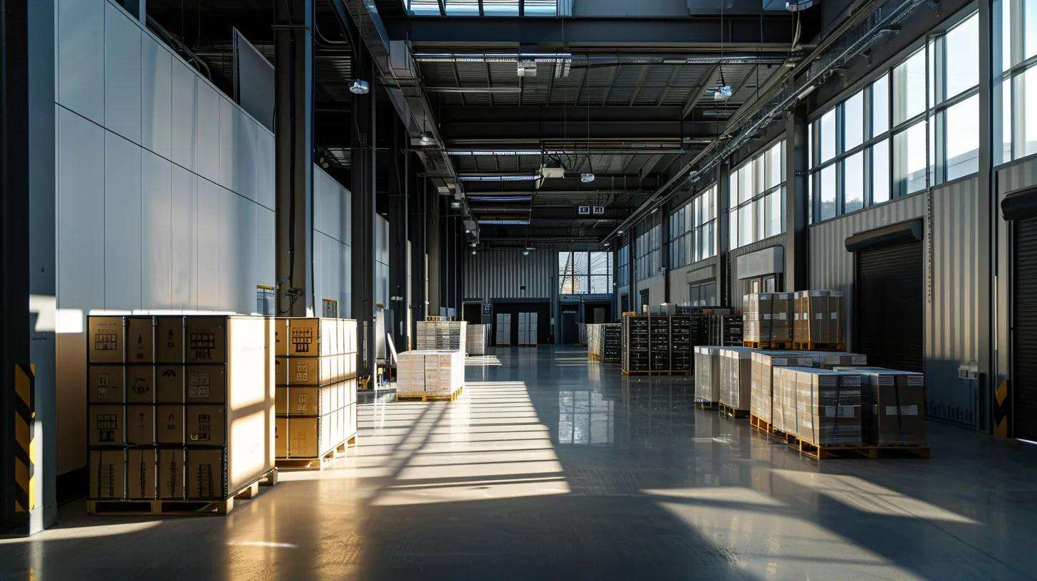 a sleek, modern shipping office, featuring well-organized shipping crates and high-tech security measures, emphasizes the importance of safeguarding goods destined for the us market.