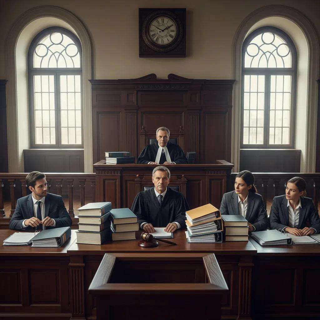Courtroom scene illustrating enforcement of UNIDROIT principles in international contracts