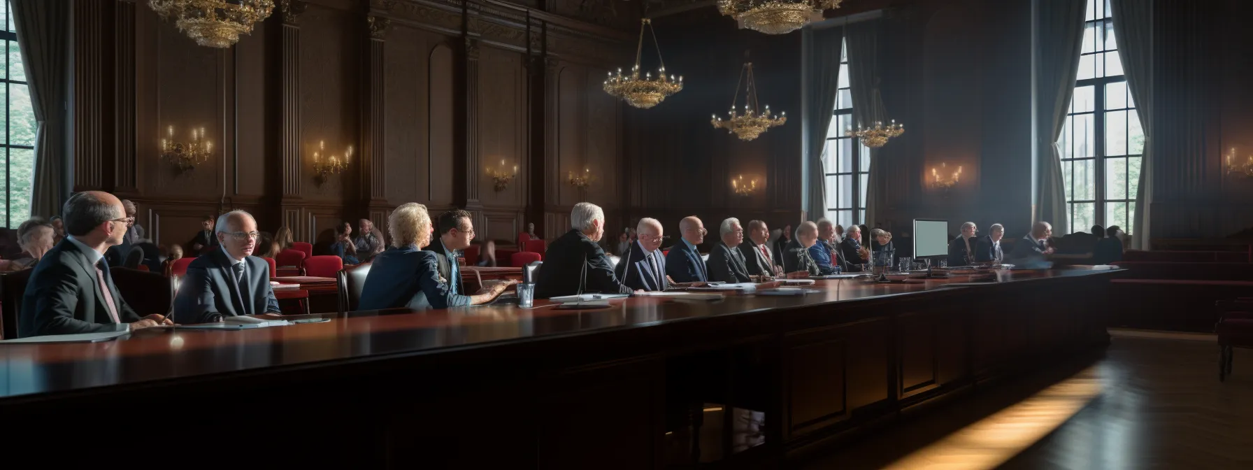 Counsel reviewing international arbitration trends 2024 with a global disputes team