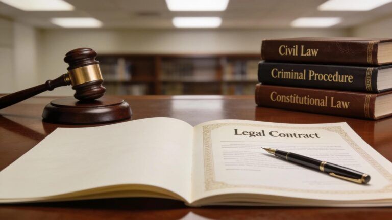 Gavel and law books representing tortious interference legal concepts and Florida contract law.