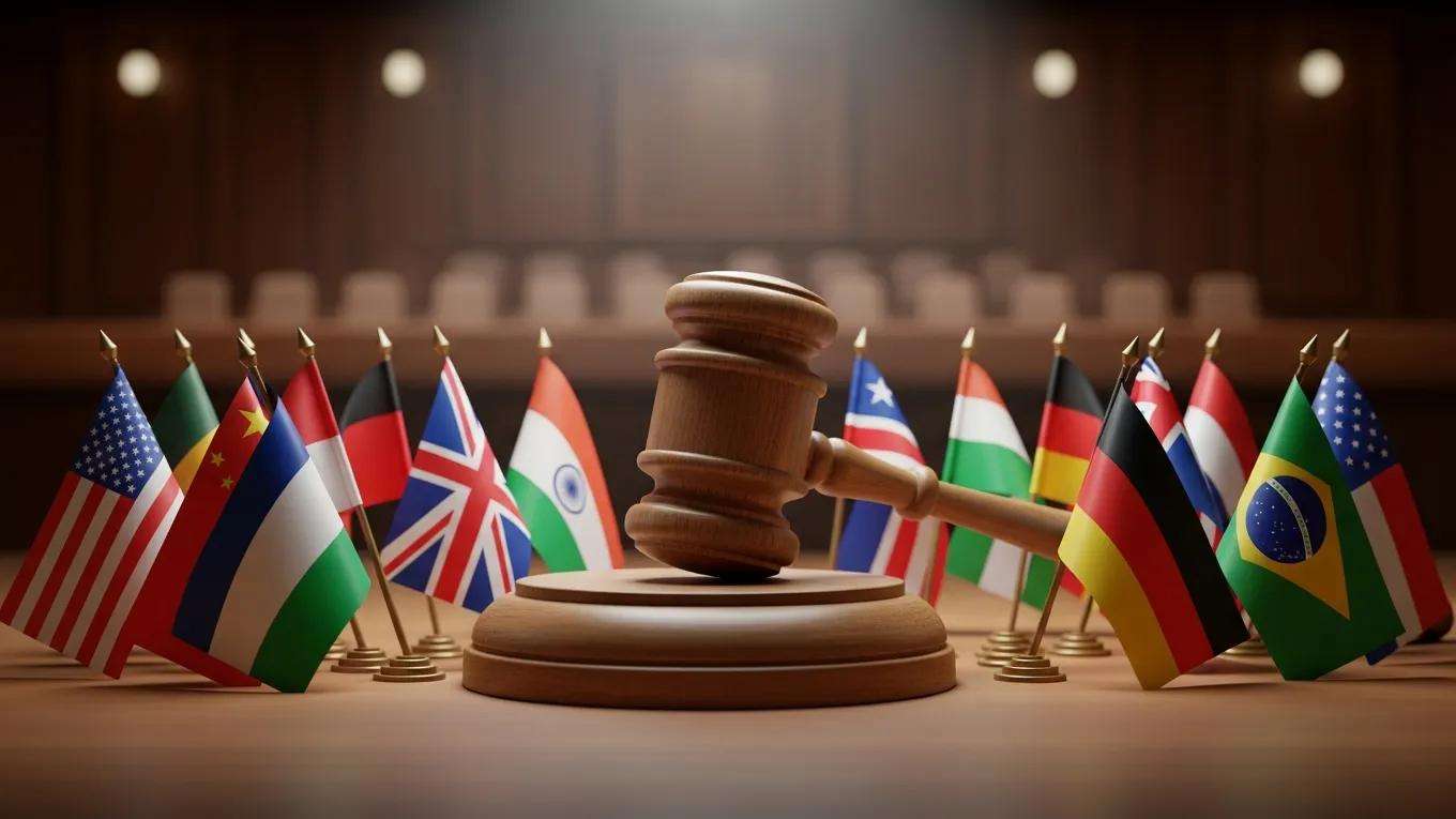 Jurisdiction challenges in international arbitration represented by a gavel and international flags